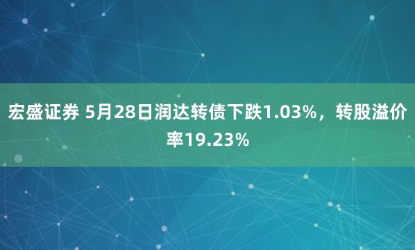 宏盛证券 5月28日润达转债下跌1.03%，转股溢价率19.23%